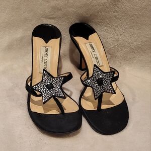 Jimmy Choo Black Crystal-Embellished Star Lynn Sandals